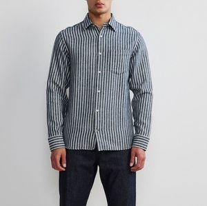 NN07 Errico Navy Stripe Slim Fit Cotton Button Up Shirt XXXL Regular NWOT